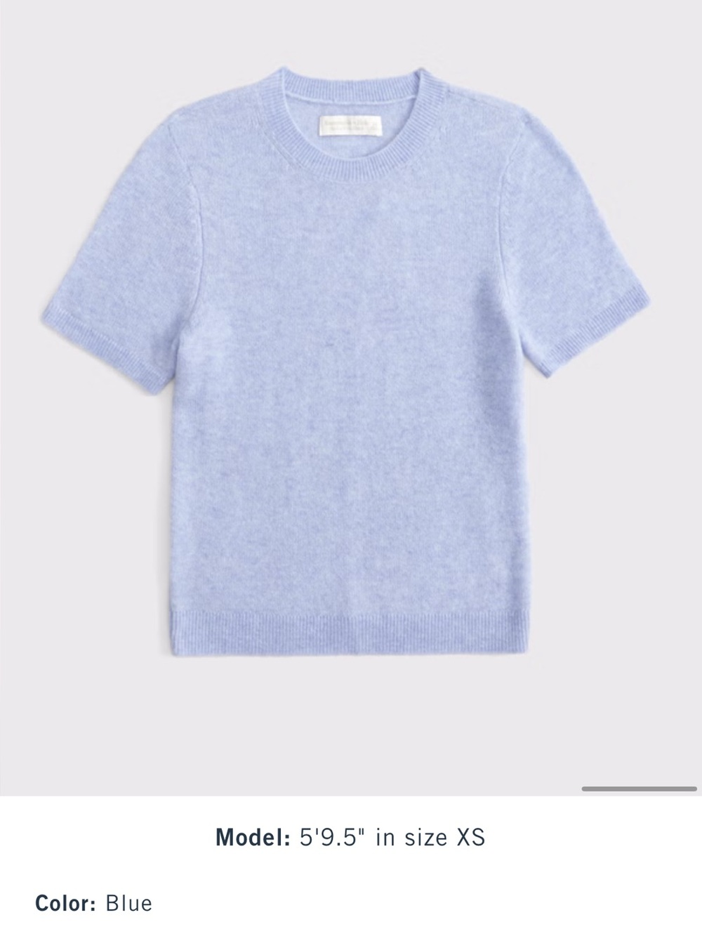 BRAND NEW: Abercrombie & Fitch Short Sleeve Crewneck Top - Light Blue size: M - Picture 6 of 7